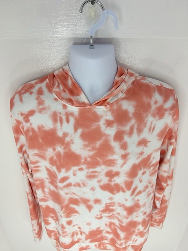 Waggle Performance Hoodie Size Medium White Coral Tie Dye Print Golf Athleisure - Picture 5 of 13