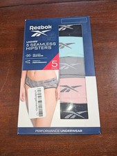  5 Pack Reebok Women's Stretch Performance Seamless Hipster Panties, Tag Free M