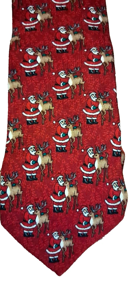 Corbata de Navidad de Papá Noel HOMBRE DE HOY 100 % seda hecha en EE. UU. Original vintage💕 Foto 2 de 4