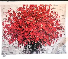 Paint By Numbers Red Flowers Kit For Adult DIY Painting Canvas & Paints 16 X 20"