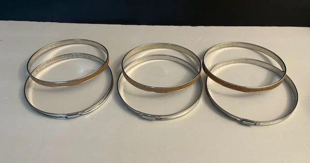 Vtg Lot of 8 Round & Oval Metal Embroidery Hoops Cork Spring Tension 4, 5, 6" - Image 3 of 4