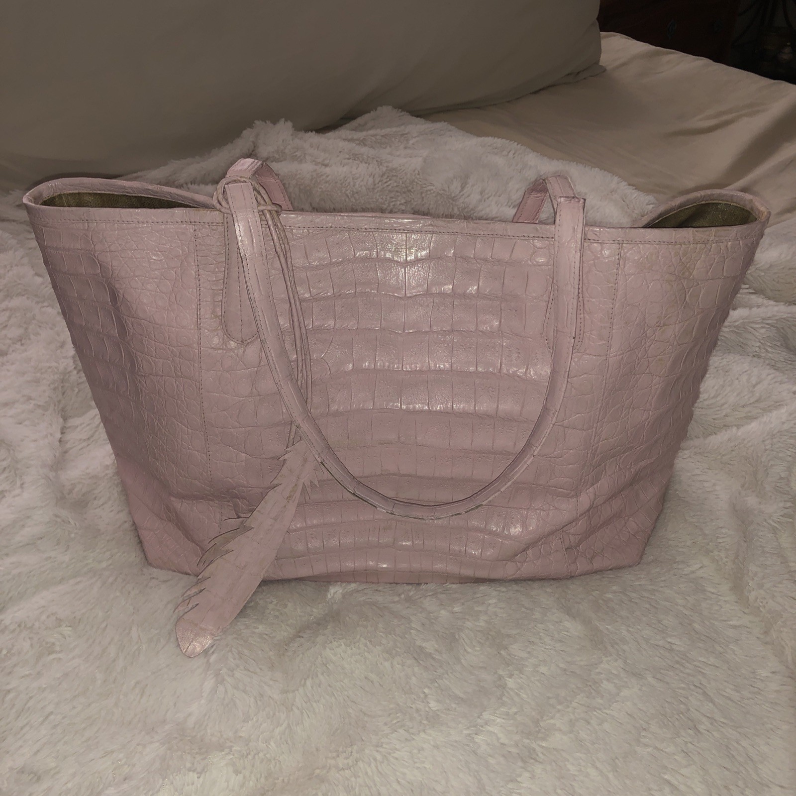 Bolso de Mano Nancy Gonzalez Erica, Cocodrilo Genuino, Rosa