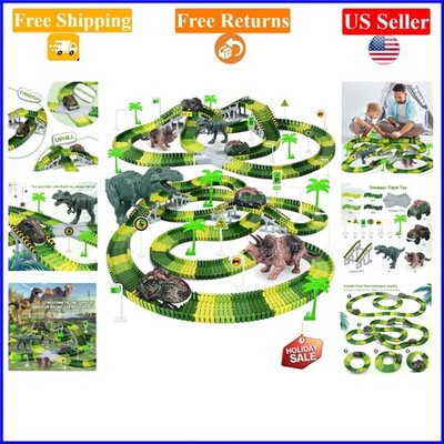 Create A Dinosaur Road Race Playset with 252 Pieces & 2 Dinosaur Cars