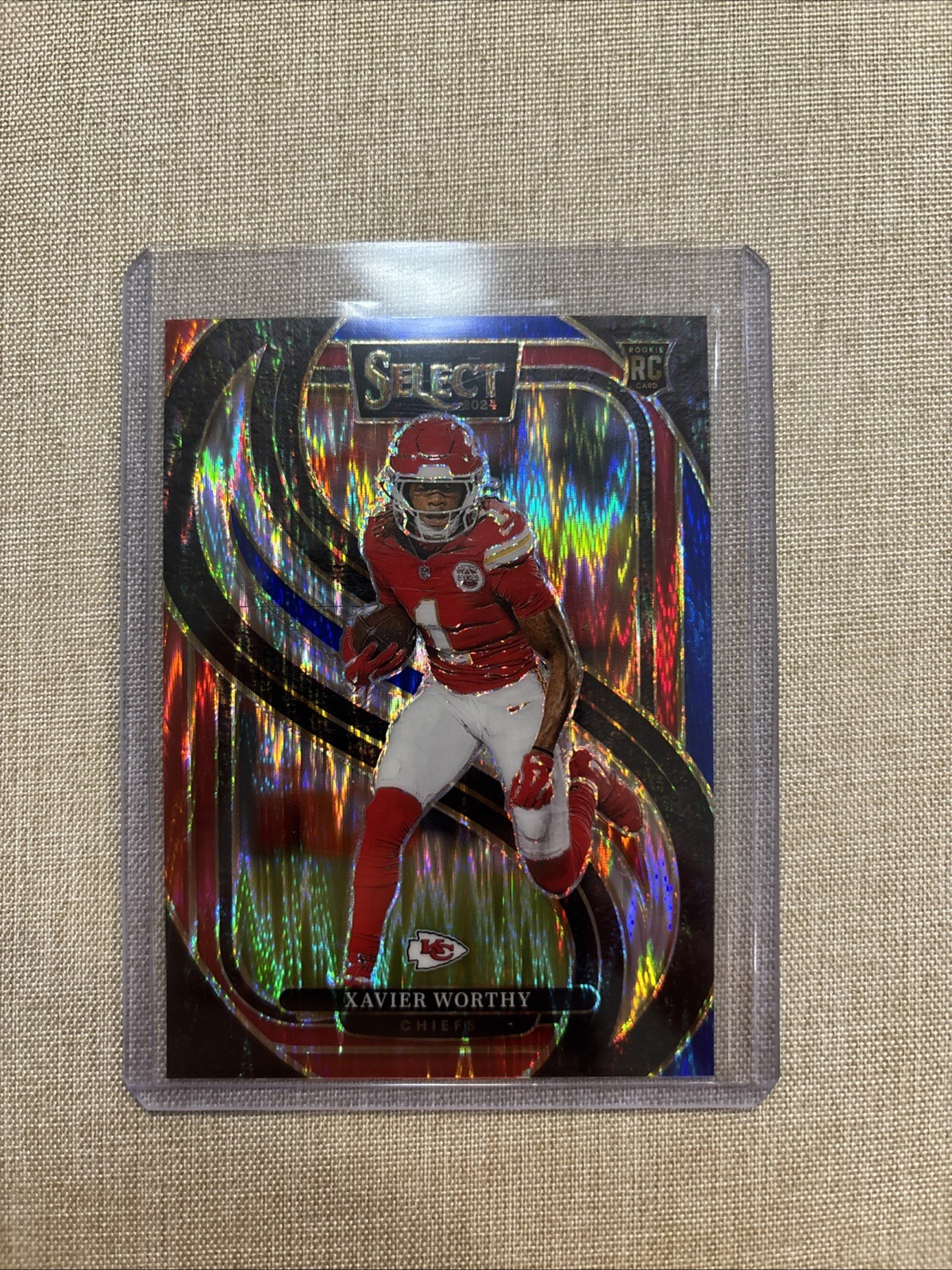 2024 Select - Premier Level Xavier Worthy #119 Red & Blue Shock Prizm (RC)