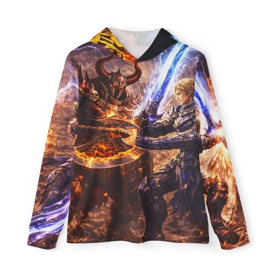 Epic Knight vs Demon Battle Hoodie | Fantasy Sword Clash All-Over Print
