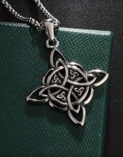 Witch Knot Stainless Steel Necklace Celtics Knot Cross Wiccan Protection