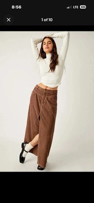 NWT Free People Come As You Are Corduroy Maxi Skirt Size 4 Brown A line Boho