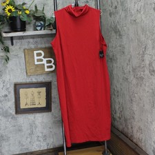 ella Rafaella Plus Size Funnel Neck Sleeveless Dress LRQFC021R2 Ruby Red 1X