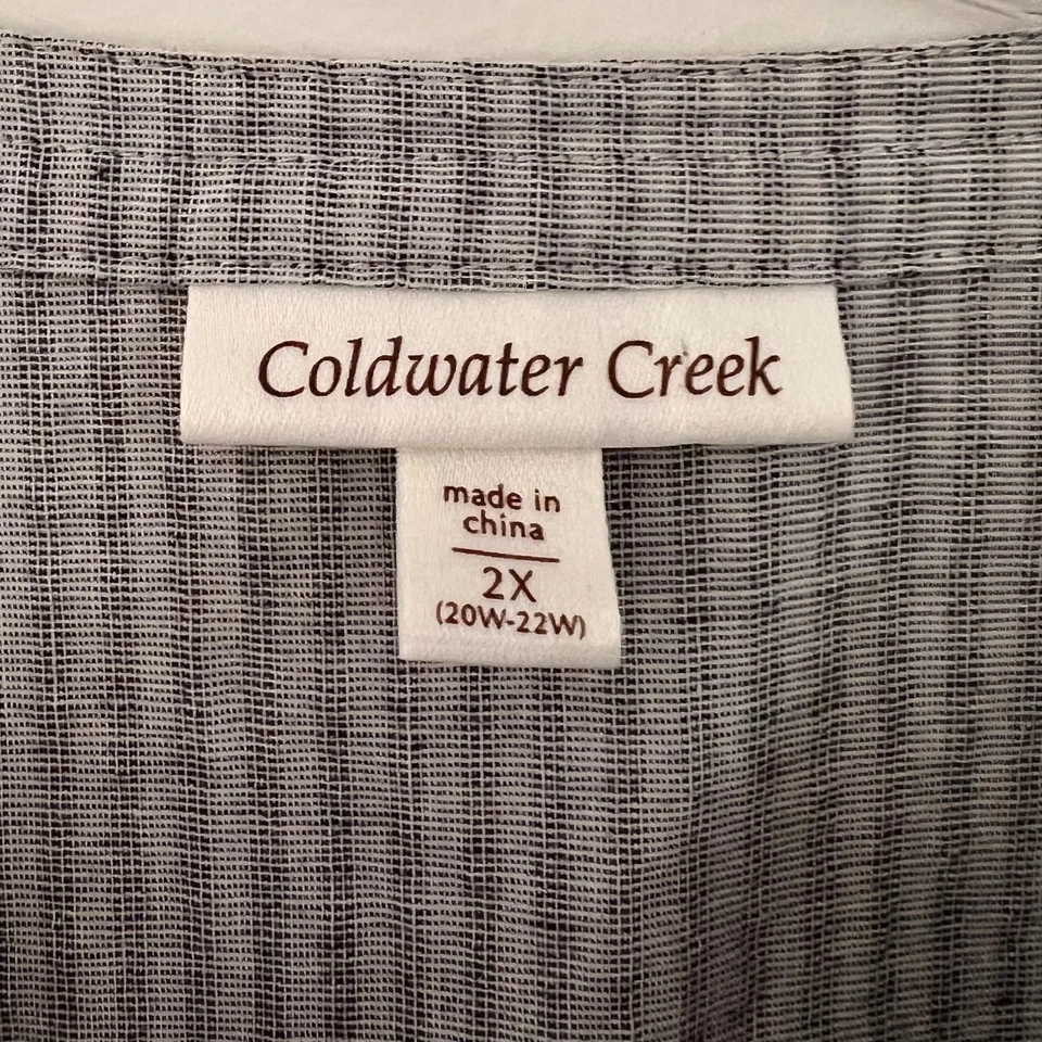 Coldwater Creek Plus Cotton Lt. Blusa túnica a rayas gris peso costera talla 2X Foto 2 de 4