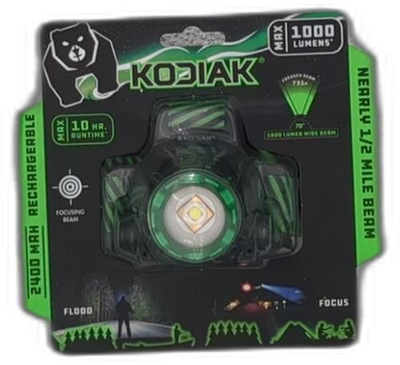 #ad Kodiak 1000 Lumen Rechargeable Headlamp – Led Head Lamps With Push pull Focus 3 $17.99