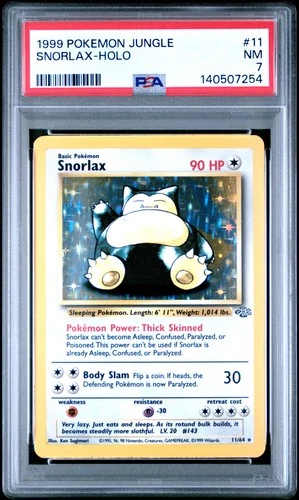 1999 POKEMON JUNGLE #11 SNORLAX-HOLO PSA 7