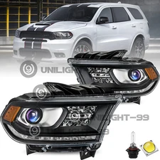 Black Amber lamps Pairs Fit 2016-2020 Dodge Durango Headlights W/LED DRL Halogen