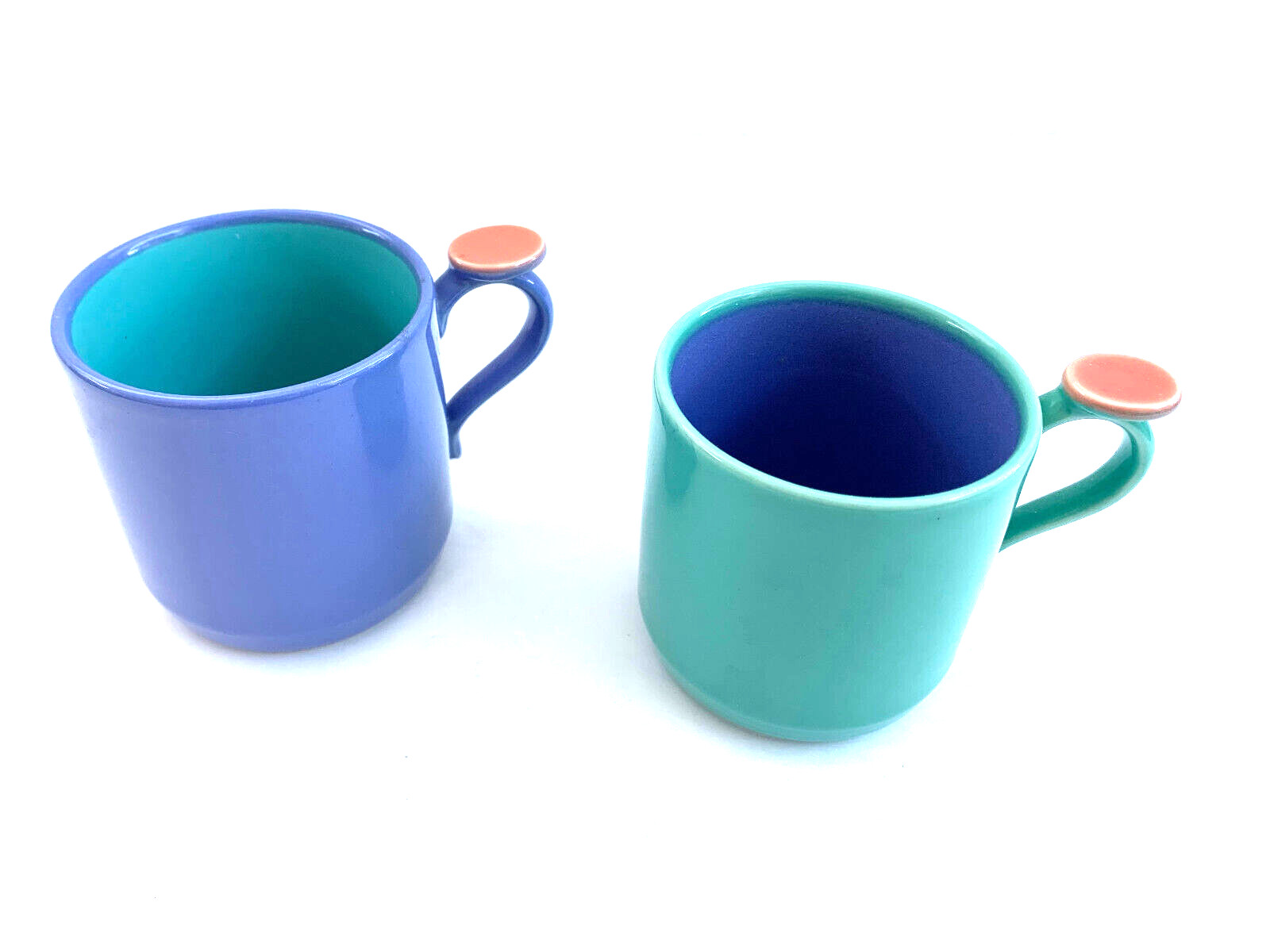 1980s Lindt-Stymeist Colorways Child Mugs x2 Children Thumbprint Vintage RARE