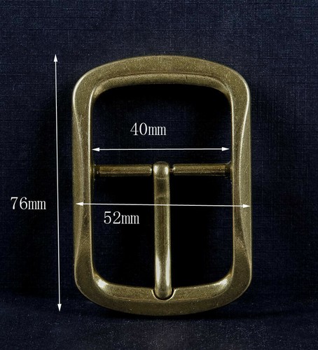 Fibbia per cintura a perno classica ottone retrò per cintura in pelle ricambio misura cinturino 40 mm - Foto 2 di 4