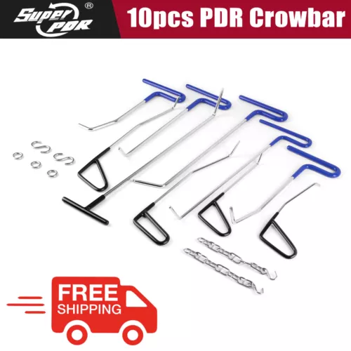 PDR Car Dent Paintless Repair Kits Puller Rods Tools Auto Body Removal 10 Pcs US