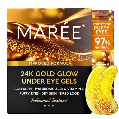 Maree 24k Gold Collagen Eye Gels, Collagen, Vitamin C , Hyaluronic Acid 20 Pairs