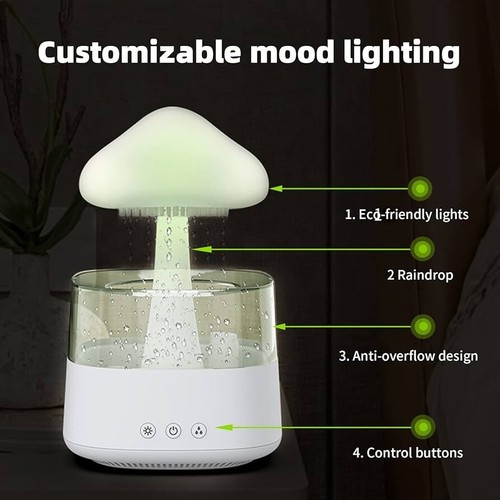 Snuggling Cloud Rain Humidifier with Soothing Raindrop Sound - - Picture 2 of 3