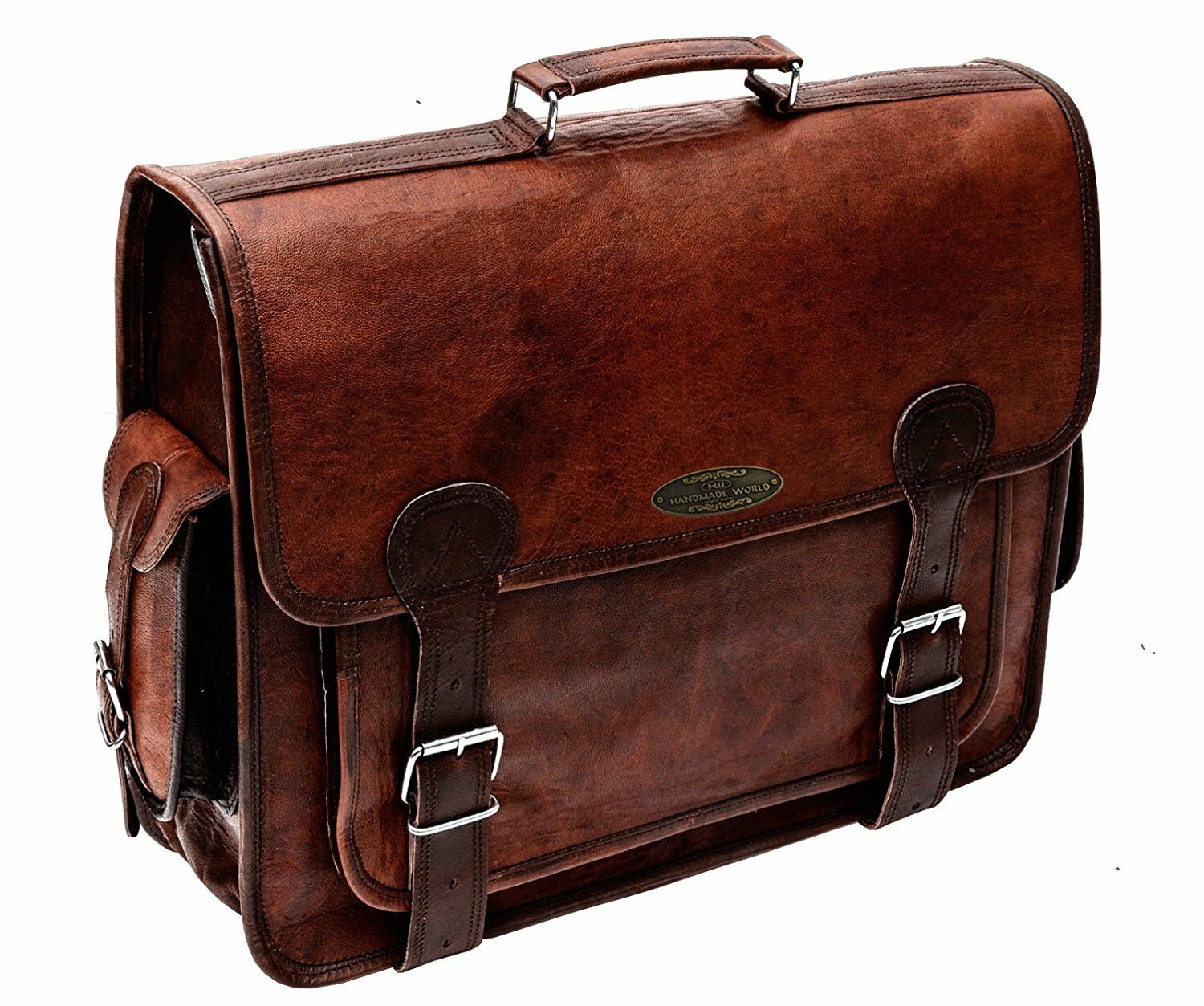 18" Bolso Mensajero De Cuero Genuino Vintage Portátil Hobo Beacon Marrón