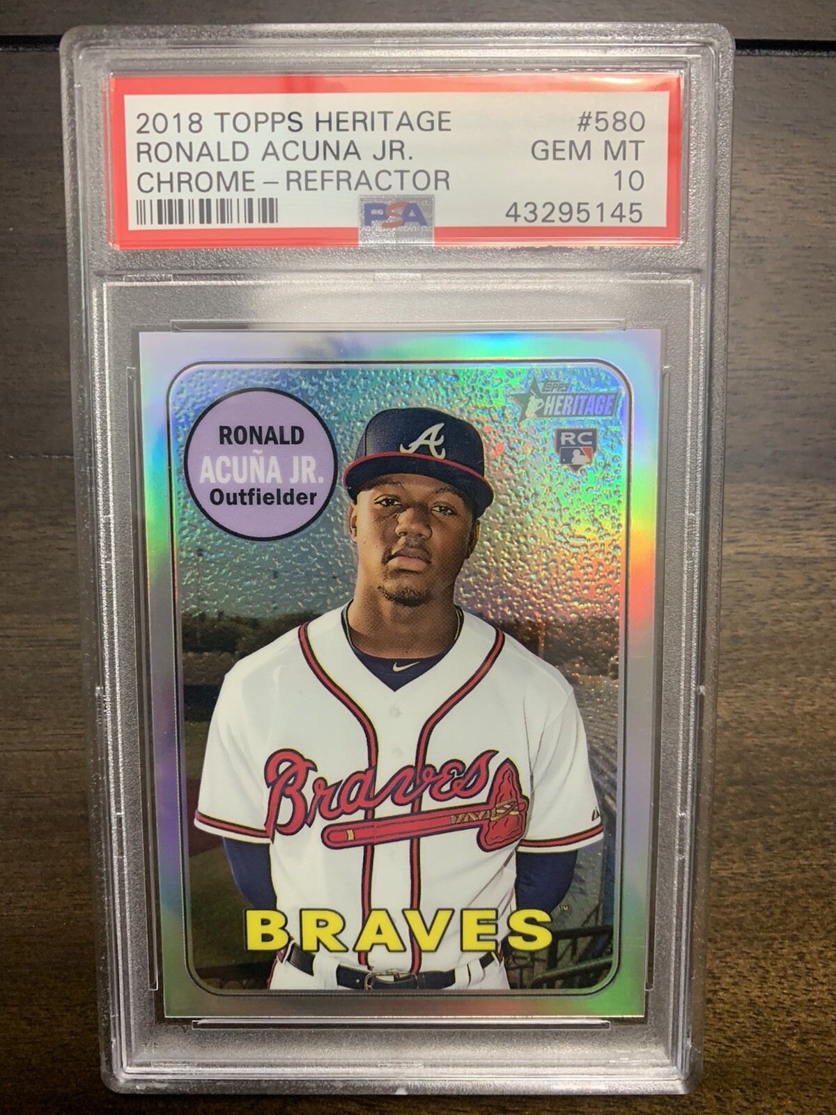 2018 Topps Heritage Ronald Acuna Jr RC CHROME REFRACTOR /569 Rookie Card PSA 10