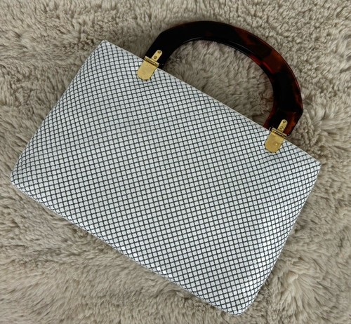 Vintage Handbag Bags by Marlo White Chainmail Mesh Bag With Lucite Handles - Picture 2 of 9
