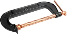 Pony 10" Carriage C-Clamp 3-5/8" Depth Copper Plated Screw Handle Swivel #110