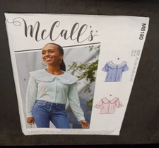 McCall's M8180 MALLORY Ruffled Peter Pan Collar Blouses Sz 16-24 UNCUT Pattern