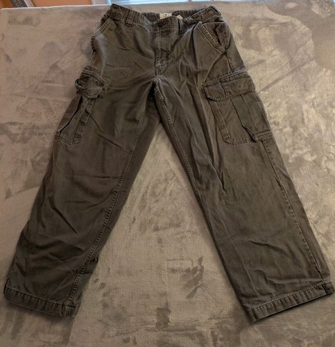GAP Cargo Pants Mens 33 x 30 Relaxed Fit Plaid Lined Baggy Green Skater Y2K