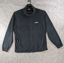 Columbia Jacket Mens Extra Large Black Fleece Knit Bunge Waist Full Zip LOGO