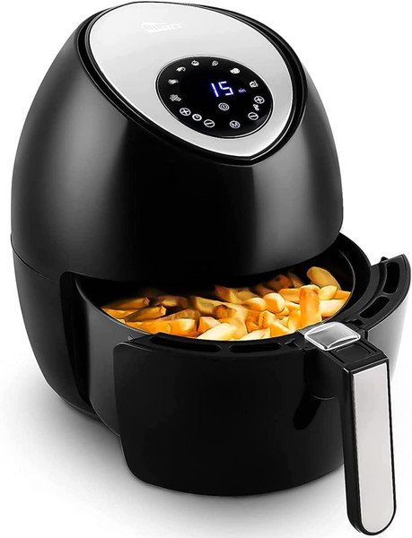 Freidora De Aire Uten 4.5L Air Fryer 1500W, Táctil, Temporizador, Control temp..