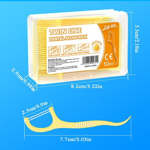 Hilo dental con sabor a fruta cuidado bucal limpio palillo de dientes portátil ultrafino 50 piezas - Imagen 3 de 17