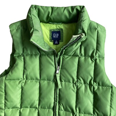 GAP XS Womens Down Puffer Vest Green Lined Pockets Full Zip
