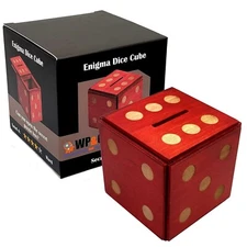 Puzzle Box Enigma Dice Cube - Money and Gift Holder in a Wooden Magic Trick L...