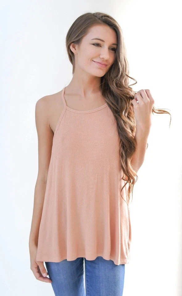 Loose Fit Ribbed Knit Tank Top | Spaghetti Strap S M L by Double Zero 17F564 - Image 3 of 4