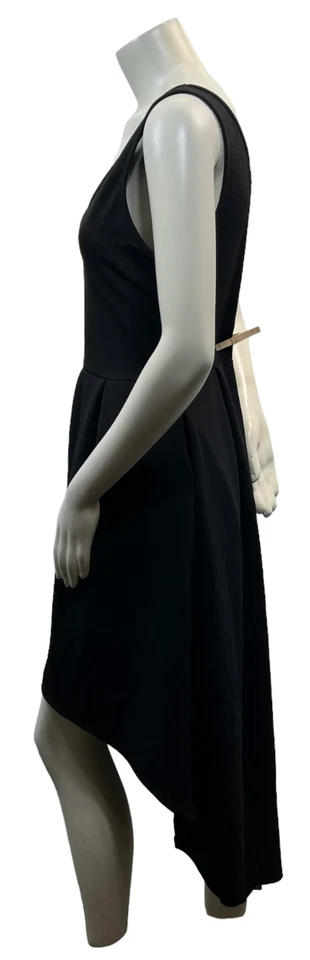 Vestido 24 Seven Fit & Flare para mujer talla grande negro sin mangas cuello en V plisado nuevo Foto 3 de 4