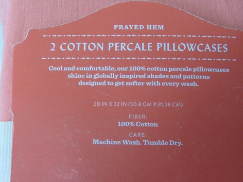 Opalhouse Frayed Hem Cotton Percale Pillowcases STANDARD Purple Aqua Coral #15 - Picture 20 of 22