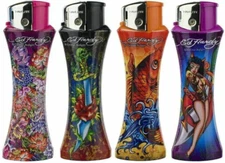 4 PC Lighter ED HARDY REFILLABLE TATTOO CURVE LIGHTER/4 RANDOM DESIGN