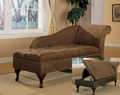 Traditional Chocolate Brown Microfiber Chaise Lounge with Flip