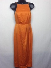 ASOS bodycon high halter neck spaghetti strap orange sleeveless dress Size 4