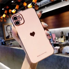 Soft Silicone Love Heart Cover iPhone 12 13 11 7 8 XR X Max Plus Back Phone Case