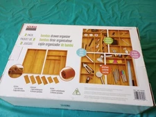 Seville Classics Bamboo Drawer Organizer 2 Pack Adjustable Dividers 18" X 11.7"