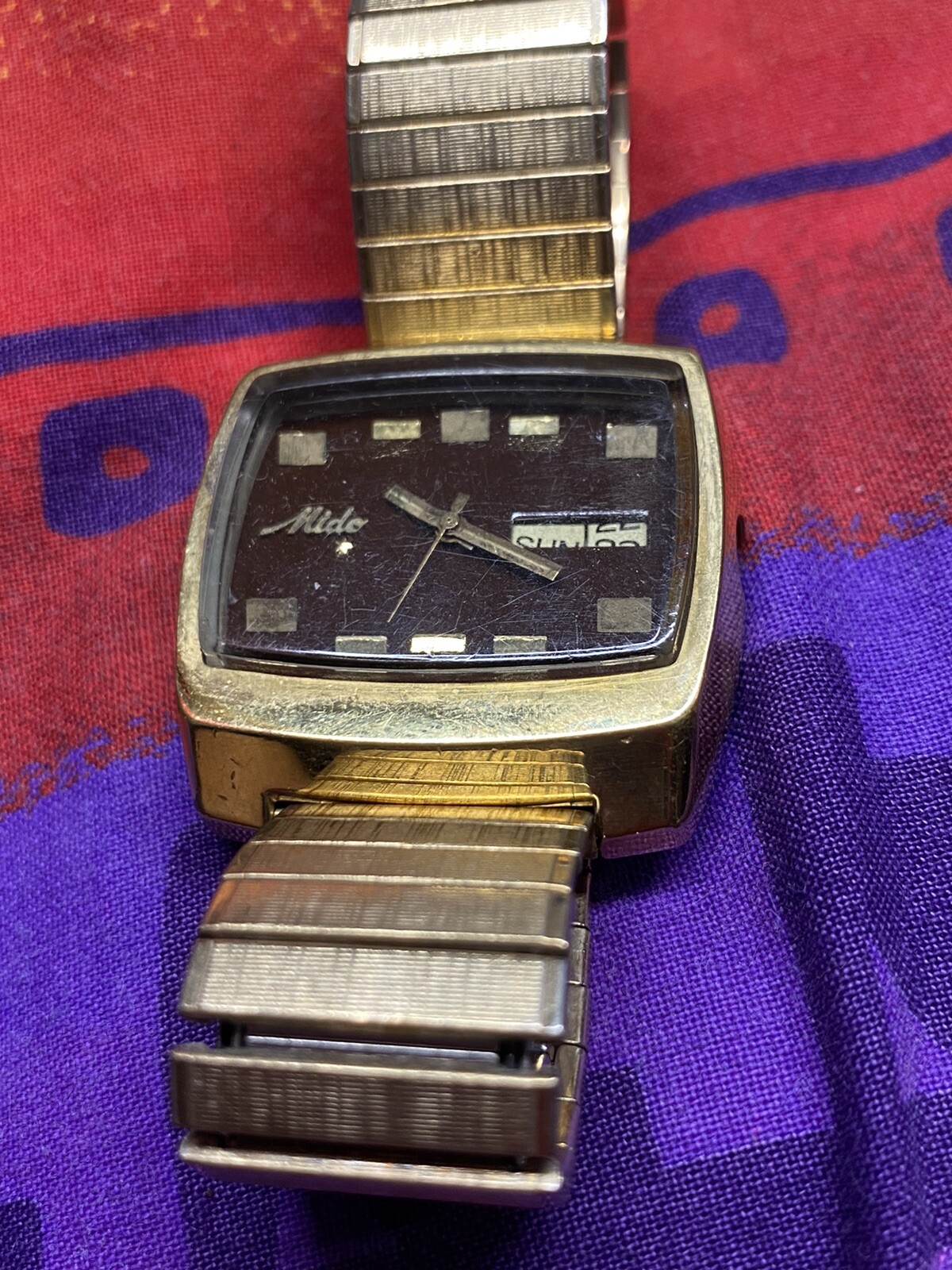 70s MIDO MultiStar Day Date Automatic Rectangle W… - image 3
