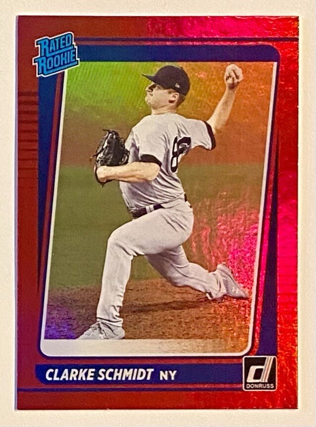 2021 Donruss Clarke Schmidt Red Holo Rookie Refractor SP Parallel RC #41 Yankees