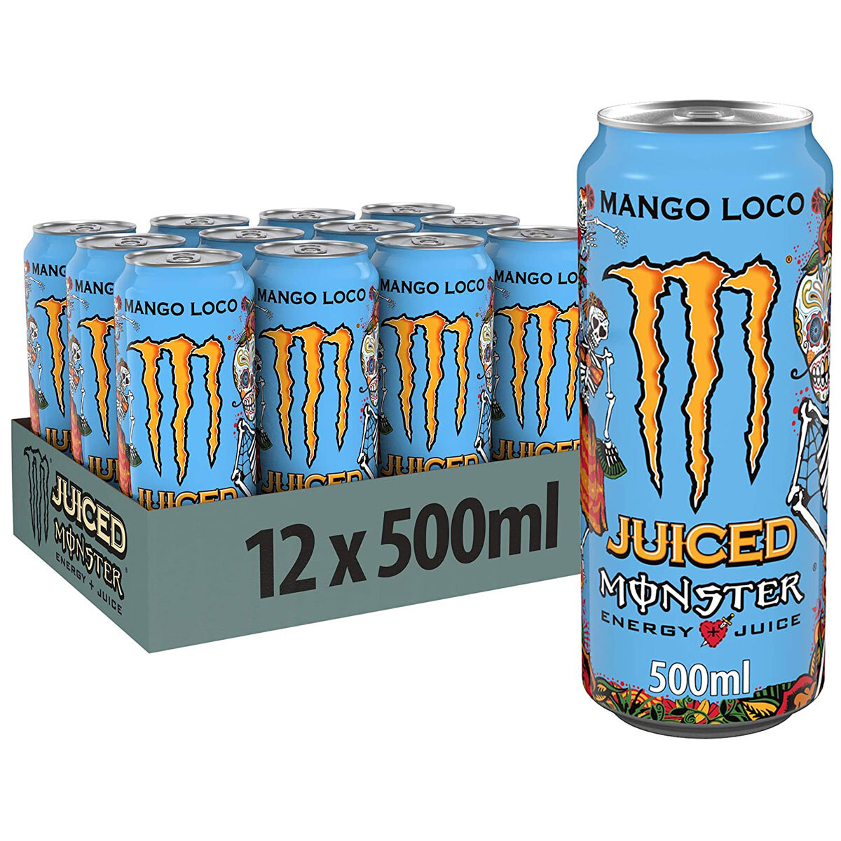 Monster Energy Mango Loco con jugo de mango tropical 500 ml paquete de 12