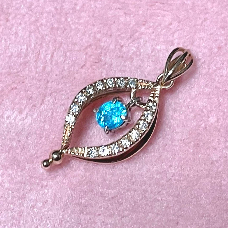 0.158ct Old Mine Brazil Paraiba Tourmaline Diamond 18k Rose Gold Pt900 Pendant - Image 3 of 4