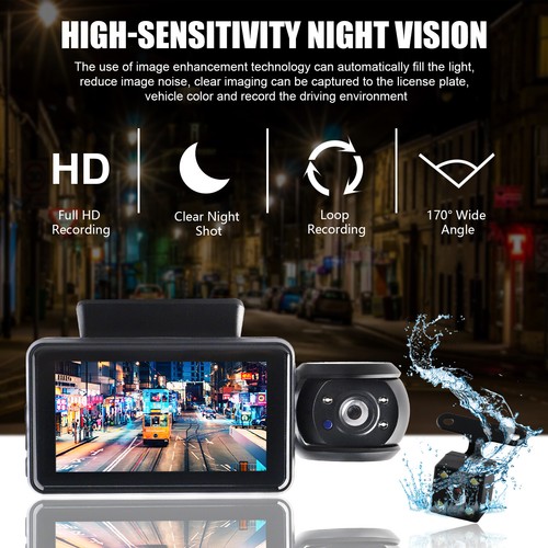 Dash Cam Car HD 1080P Front/Rear/Inside Dual Lens Video Recorder Camera G-Sensor - Picture 5 of 11