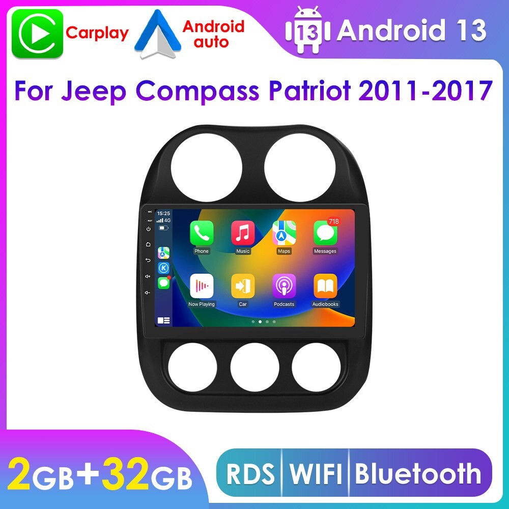 Android 13.0 Car Stereo Radio GPS Navi Player For Jeep Compass Patriot 2011-2017