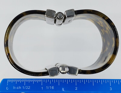 VTG. 80's RALPH LAUREN TORTOISE RESIN 44 mm WIDE PULL PIN HINGED