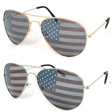 2 Pairs American USA Flag Pilot Sunglasses FREE Pouches Pick your color
