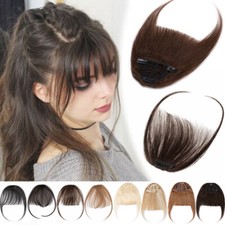 100 Handmade Clip In Real Remy Human Hair Bangs Neat Fringe THICK/Air Fringe E9
