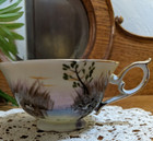 SWAN LAKE SUNSET - NUMBERED! NORCREST TEACUP Bone China Hand Painted ANTIQUE VTG — photo 6